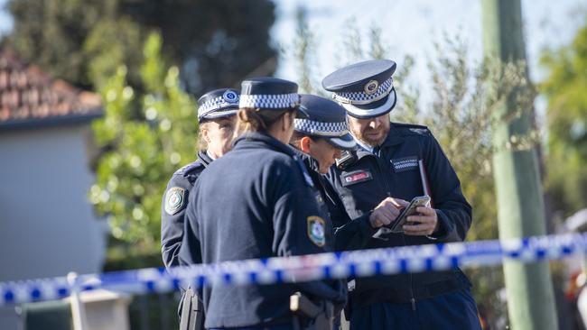 NSW Police investigating at the scene on Wednesday. Picture: Jeremy Piper