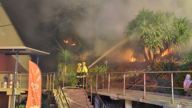 Fire came close to the Nambucca SLSC. It was a particularly busy night for the Nambucca Fire and Rescue NSW crew which attended the Bellingen fire in the early hours of October 8 after earlier spending several hours battling a blaze that threatened the Nambucca Heads SLSC clubhouse.