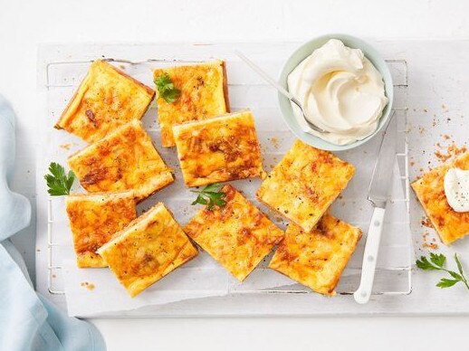 French onion quiche squares.