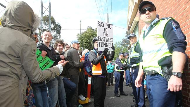 Protesters, police clash at East West Link site | news.com.au ...