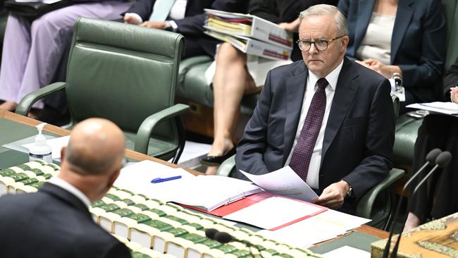 Anthony Albanese and Peter Dutton in question time on Wednesday. Picture: NewsWire / Martin Ollman