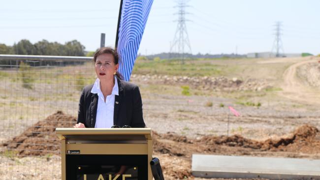 Senator Concetta Fierravanti-Wells speaks at the sod turning for the Munibung Rd extension