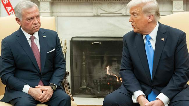 Mr Trump and King Abdullah in the Oval Office. Picture: Saul Loeb/AFP