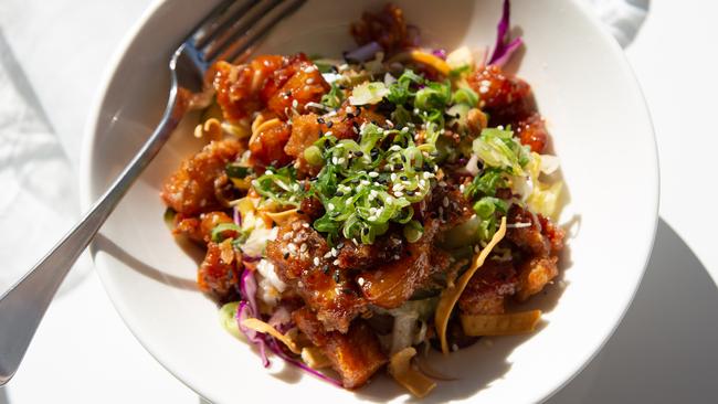 The sticky pork salad. Picture: David Kelly