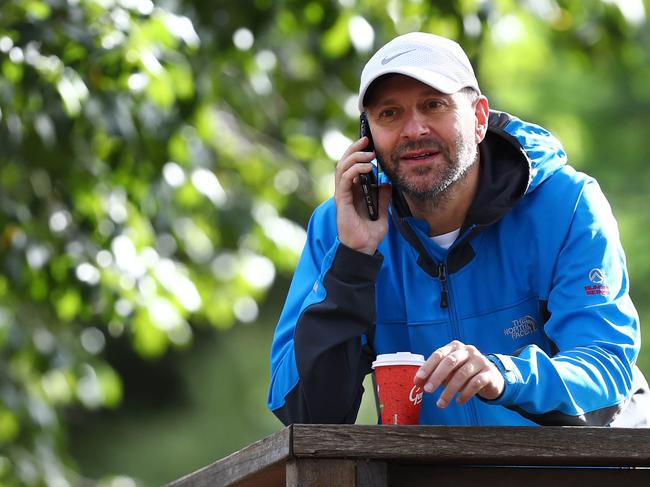 17/04/20 Billionaire Alex Waislitz out for a morning walk in South Yarra.  Aaron Francis/The Australian