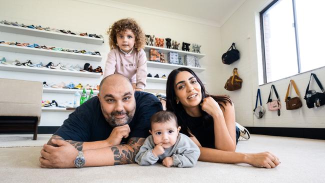 Waves Never Die retailers Olivia and George Kozma, with children Penelope and Remy. Picture: Supplied