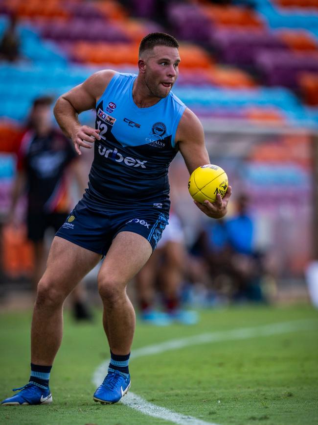 Will Irwin playing for the Darwin Buffaloes in the 2024-25 NTFL season. Picture: Patch Clapp / AFLNT Media