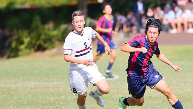 GPS First XI football between Brisbane State High and the Southport School. Saturday May 6, 2023. Picture: George Galanos.