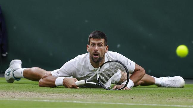 Only the odd slip on Centre Court halted Djokovic’s absolute dominance. Picture: The Times