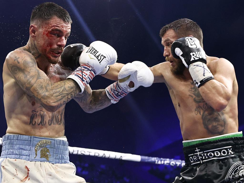 Kambosos (L) was stopped by Vasiliy Lomachenko (R) in his last fight. Picture: Hector De La Cruz