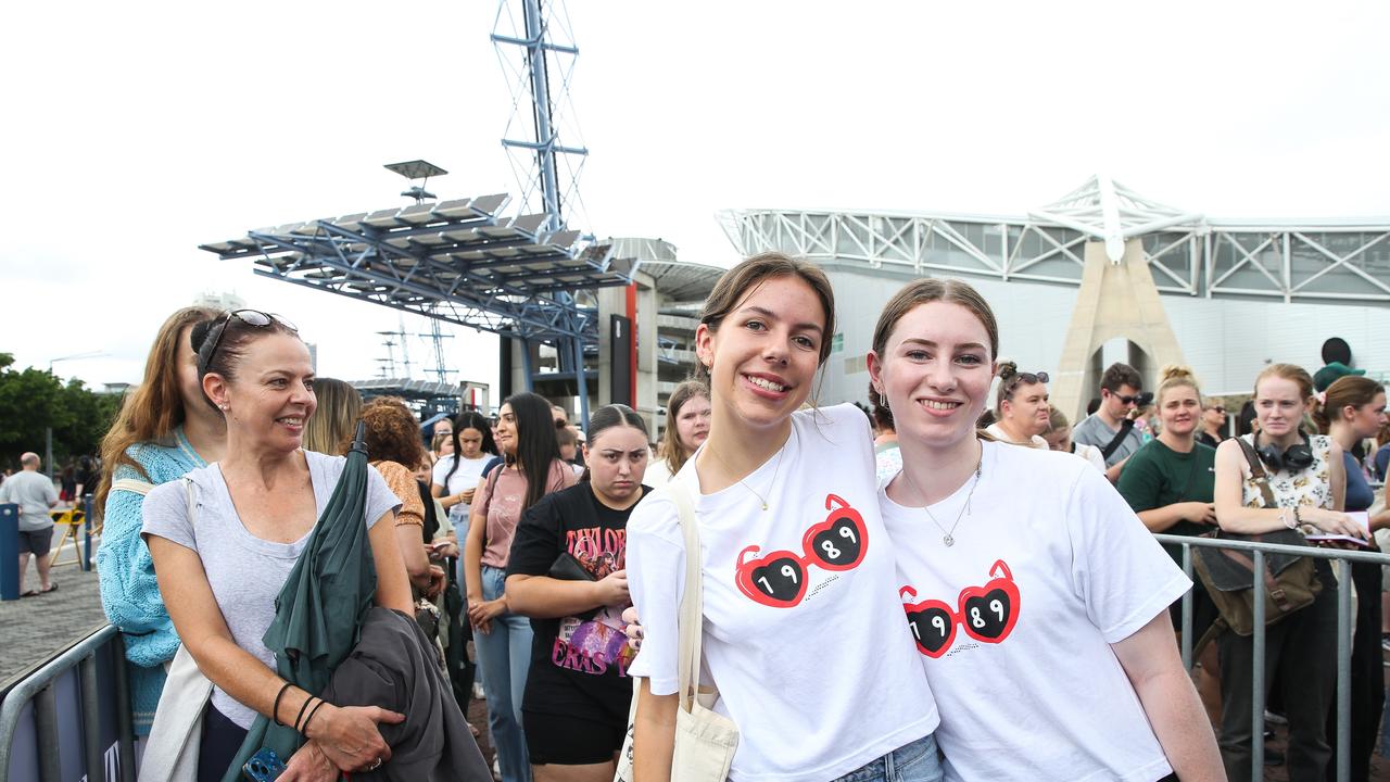 Fans Leyla Prior and Mackenzie Palmer have gone all out for the Eras Tour. Picture: NCA NewsWire / Gaye Gerard