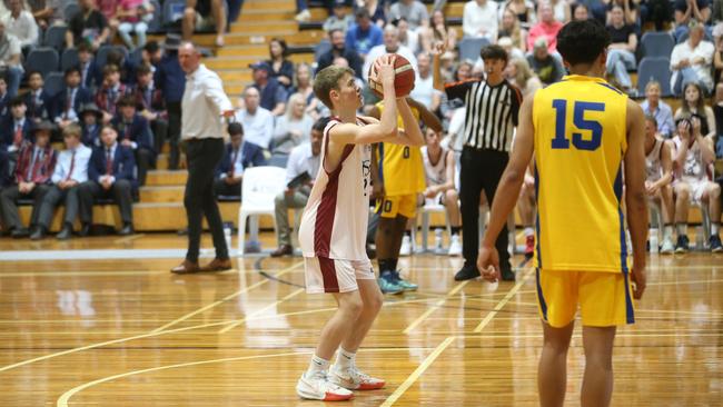 The Southport School vs. Toowoomba Grammar School First GPS basketball game. Located in the school gym hall. 27 July 2024 Southport Picture by Richard Gosling