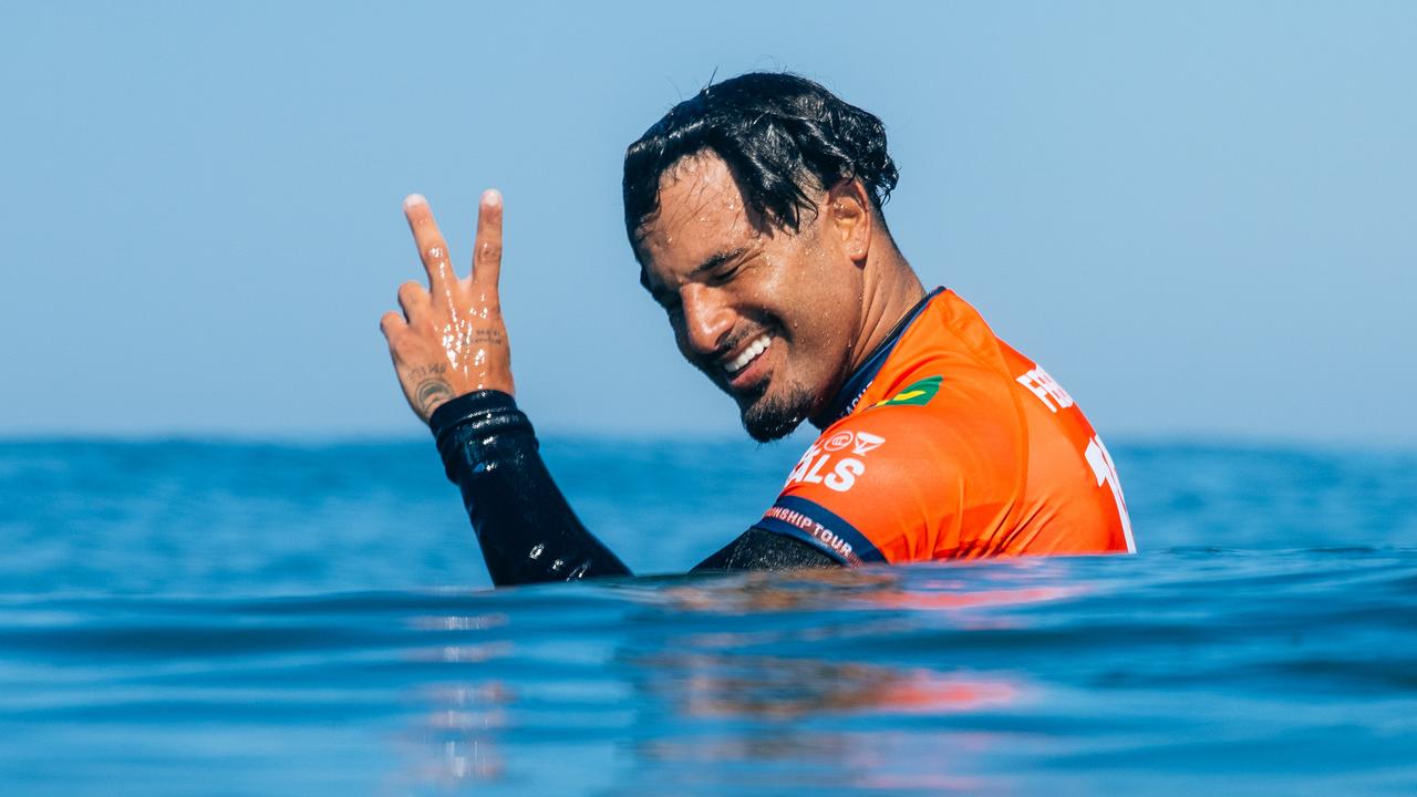 Italo Ferreira of Brazil put paid to both Australian final hopes. Picture: Thiago Diz/World Surf League via Getty Images