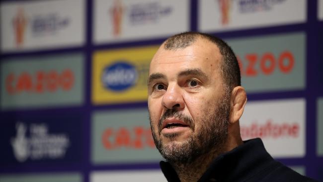 Lebanon coach Michael Cheika has tried to keep a lid on his team’s big result. Picture: Getty