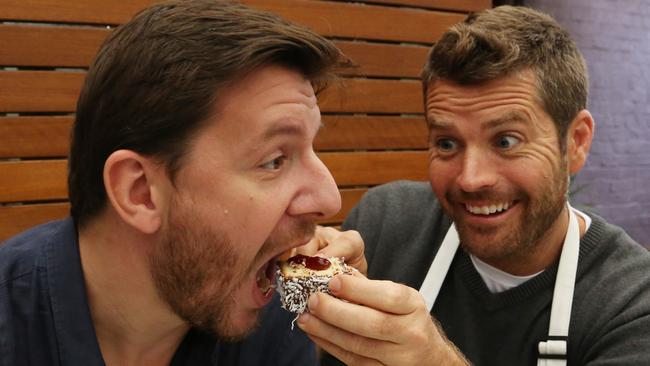 TV stars ... rumour has swirled for some time that MKR judges Manu Feildel and Pete Evans aren’t as close as they used to be.