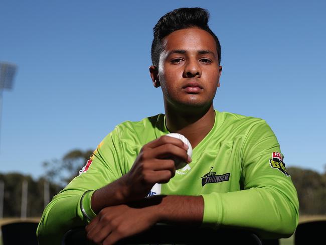 Sydney Thunder legspinner Tanveer Sangha at Blacktown International Sportspark, Sydney. Picture: Brett Costello