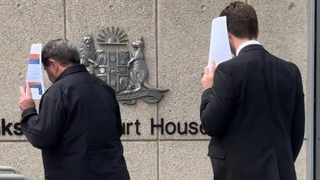 Liam Grant (right) leaves Bankstown Local Court last week. Picture: Canterbury Bankstown Express