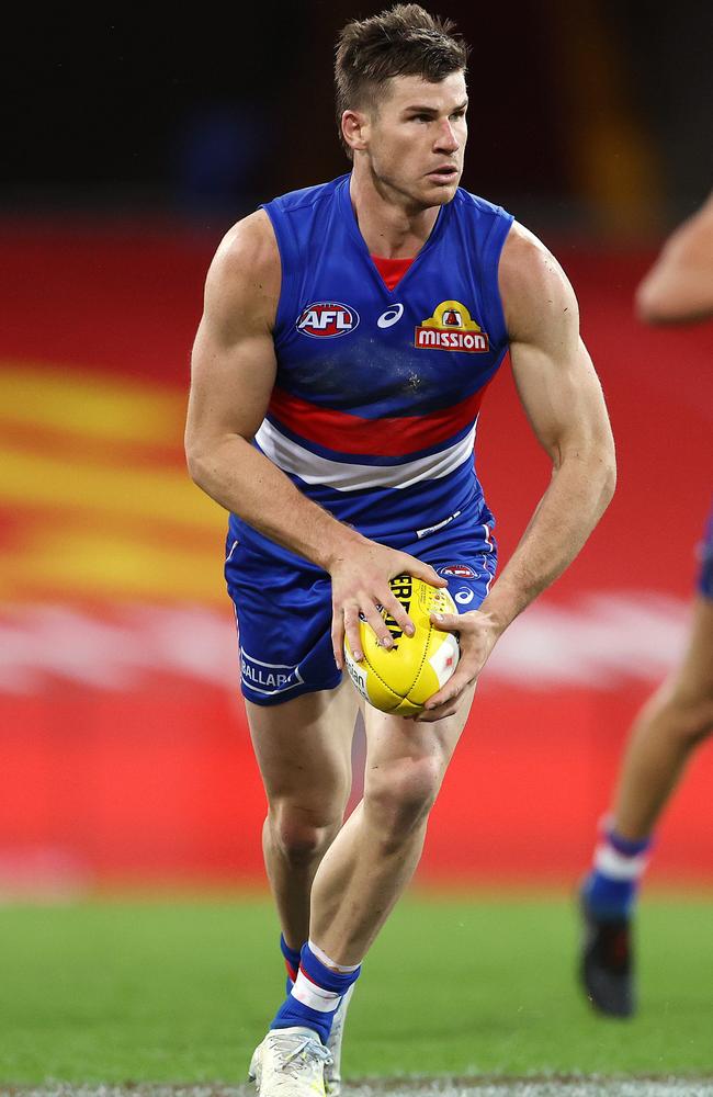 Billy Gowers on the run for the Western Bulldogs.