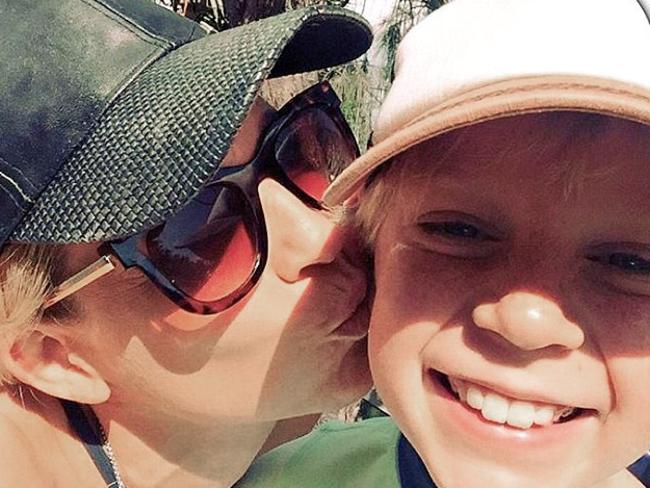 With son Oliver, aged 10. Picture: Instagram/Carrie Bickmore