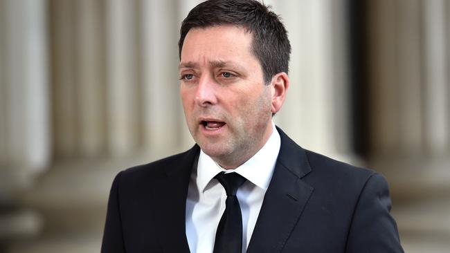 Matthew Guy last month promised to shelve the SRL and inject all available state funds into the struggling health sector. Picture: Nicki Connolly