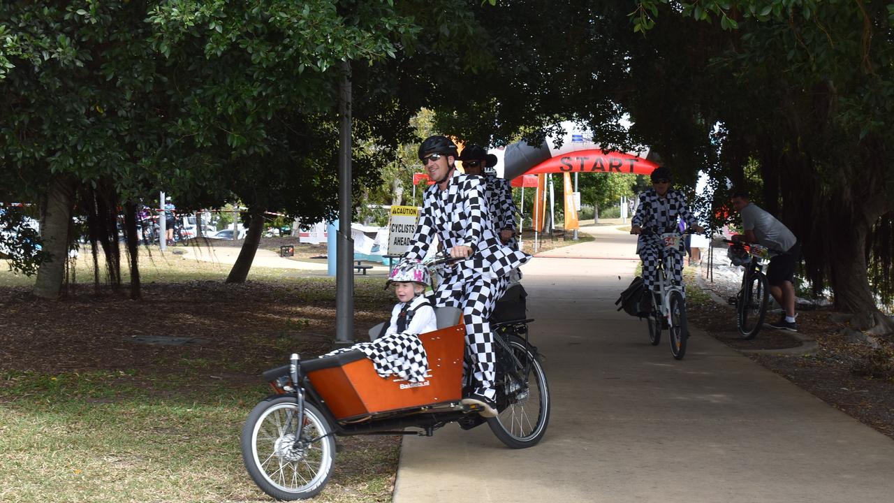 Chuck Weller makes an entrance to Caneland Park at the River2Reef Ride. Picture: Tara Miko