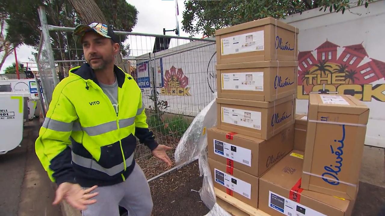 Vito’s heart sinks when he discovers he’s mistakenly ordered 13 sinks for his kitchen. Picture: Supplied, Channel 9