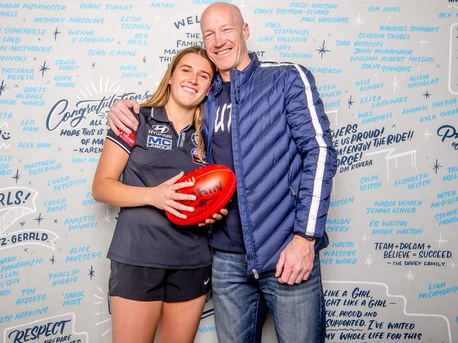 AFLW recruit Abbie McKay and dad, Carlton premiership player Andrew McKay.