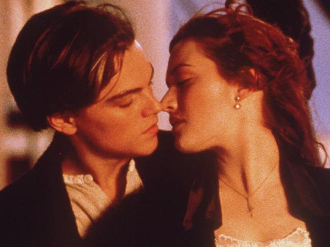 Actor Kate Winslet with Leonardo DiCaprio in scene from film "Titanic". /Films/Titles/Titanic