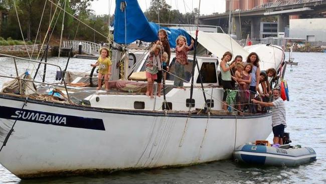 The family of 13 on their boat, Sumbawa.