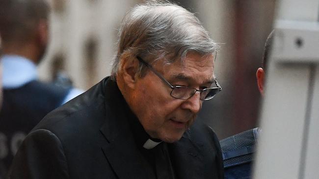 Cardinal George Pell leaves the Supreme Court of Victoria in Melbourne.