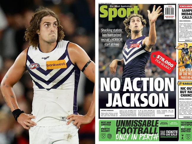 Luke Jackson on the back page of The West Australian.