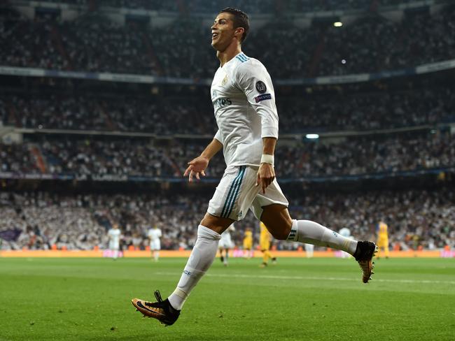 Cristiano Ronaldo of Real Madrid celebrates.
