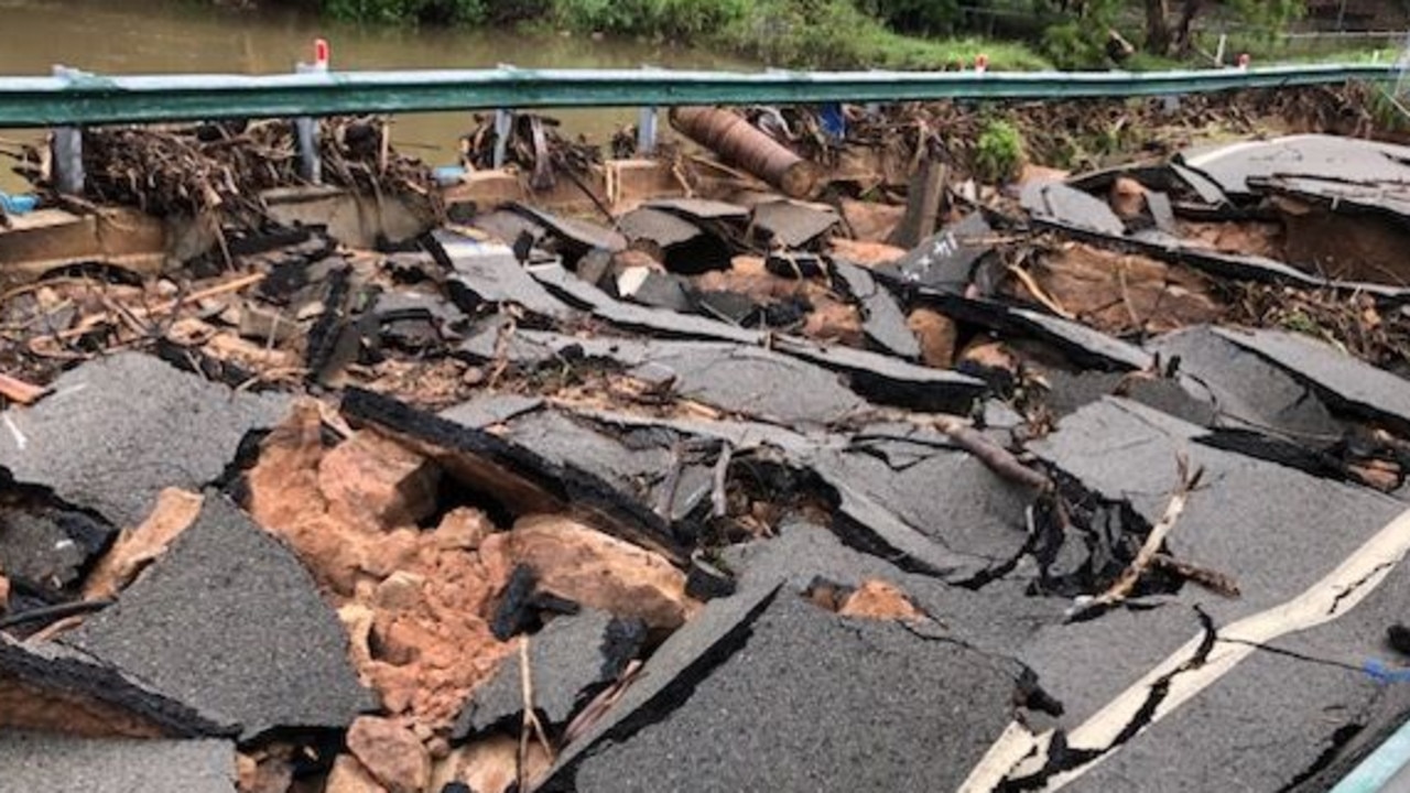 Residents on Magnetic Island are demanding action as Gustav Creek Bridge remains in ruins a month after the February floods. Picture: Facebook/Greg Radley