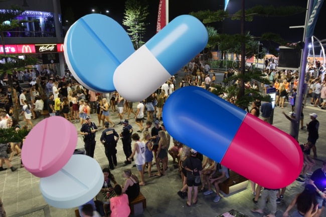 Debate over Gold Coast schoolies pill testing. Picture: Supplied.