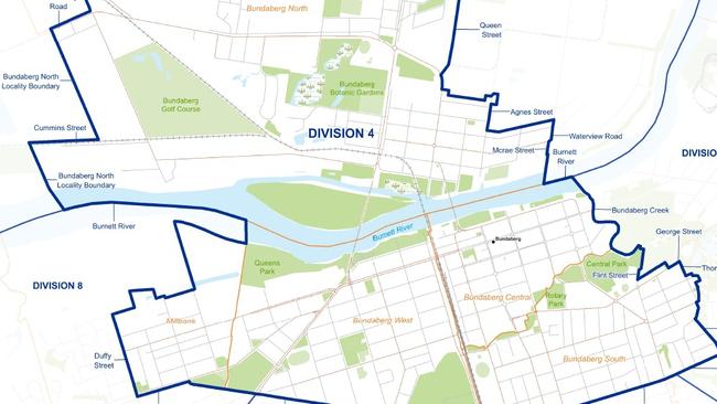 Division 4 encompasses the CBD, Bundaberg North, Bundaberg South, Bundaberg West and Millbank.