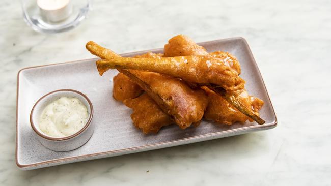 Street food: Baccala e Carciofi, crusty paprika battered salt cod and tempura artichoke served with a zesty herb mayo. Picture: Mark Cranitch