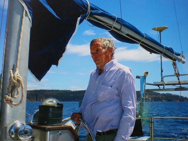 Neill-Fraser’s partner Bob Chappell on his yacht a few days before he disappeared. Picture: SUPPLIED