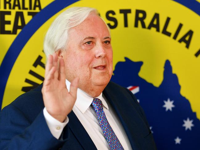 Clive Palmer in Townsville endorsing his Clive Palmer's United Australia Party candidates. Picture: Alix Sweeney