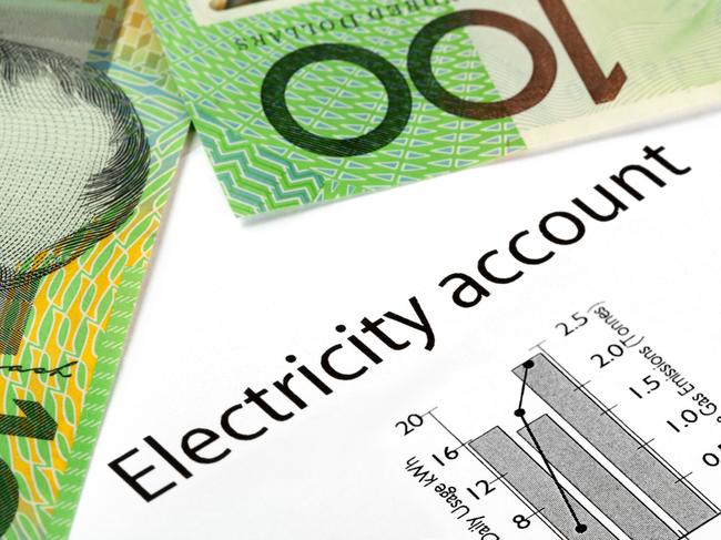 Electricity account showing increasing usage and greenhouse gas emissions, with Australian one hundred dollar bills.