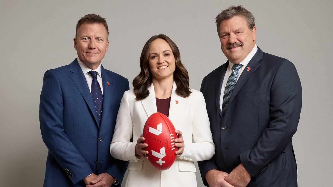 Daisy Pearce, James Brayshaw and Brian Taylor will be front and centre for Channel 7. Photo: Channel 7.