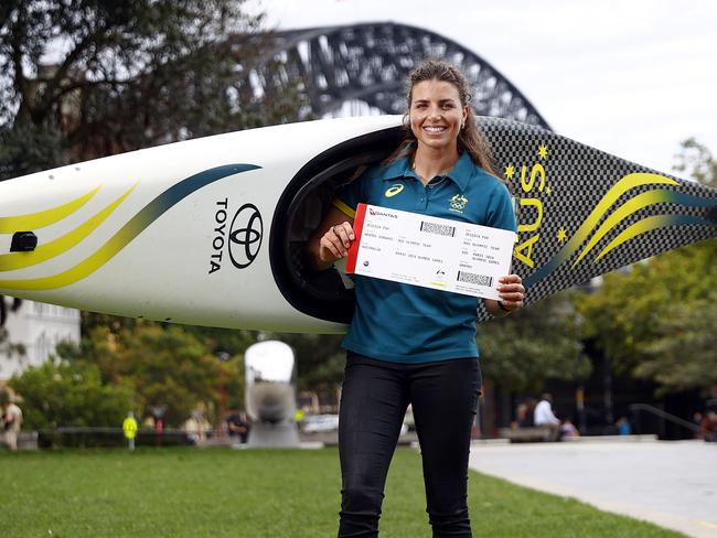 DAILY TELEGRAPH 6TH NOVEMBER 2023Pictured at Circular Quay in Sydney is Australian Olympic and World Canoe Slalom Champion Jess Fox who was today announced as the second official team member for the Australian Olympic team heading to the Paris 2024 Olympic Games.Picture: Richard Dobson