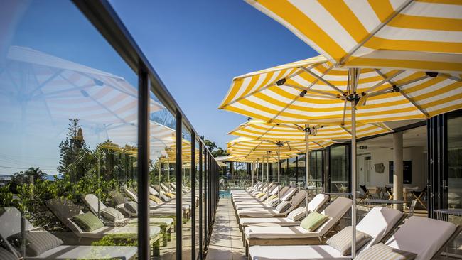 The rooftop pool and bar at Bannisters Pavilion, Mollymook Beach on the NSW South Coast.