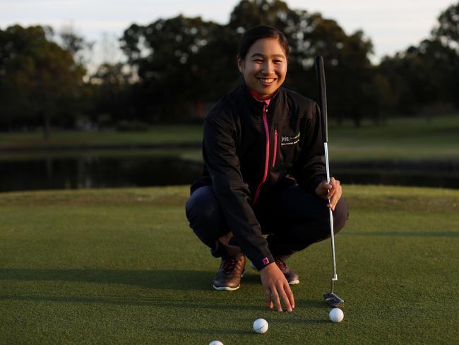 Amy Chu, 17, is a very talented golfer. She has just been selected in the Australian team to compete at the world junior golf championships, Liverpool Golf Club, Sydney, Australia, 05 June 2017.