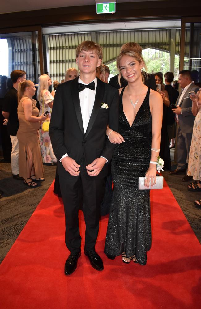 Raynbow Carlile and Mickinley Bowen at the Suncoast Christian College formal 2024.