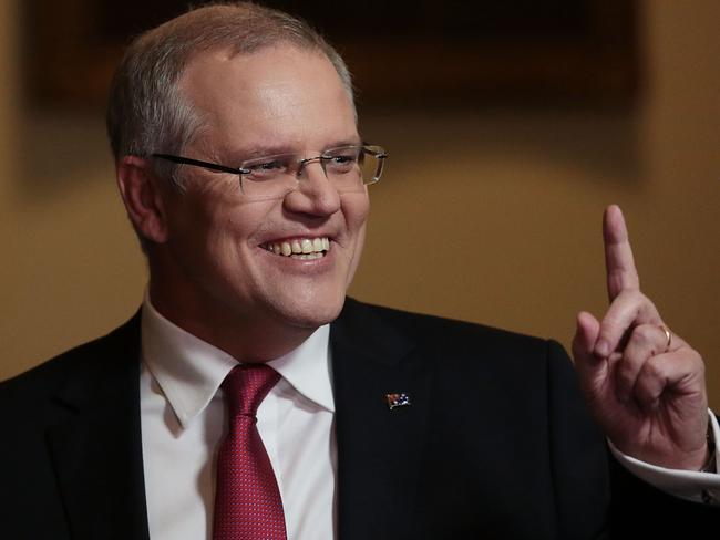 Treasurer Scott Morrison in the budget lockup at Parliament House on Tuesday. Picture: Stefan Postles/Getty Images)