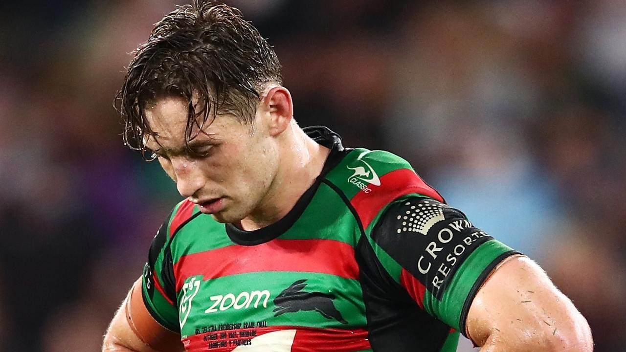 BRISBANE, AUSTRALIA - OCTOBER 03: Cameron Murray of the Rabbitohs looks dejected after defeat during the 2021 NRL Grand Final match between the Penrith Panthers and the South Sydney Rabbitohs at Suncorp Stadium on October 03, 2021, in Brisbane, Australia. (Photo by Chris Hyde/Getty Images)