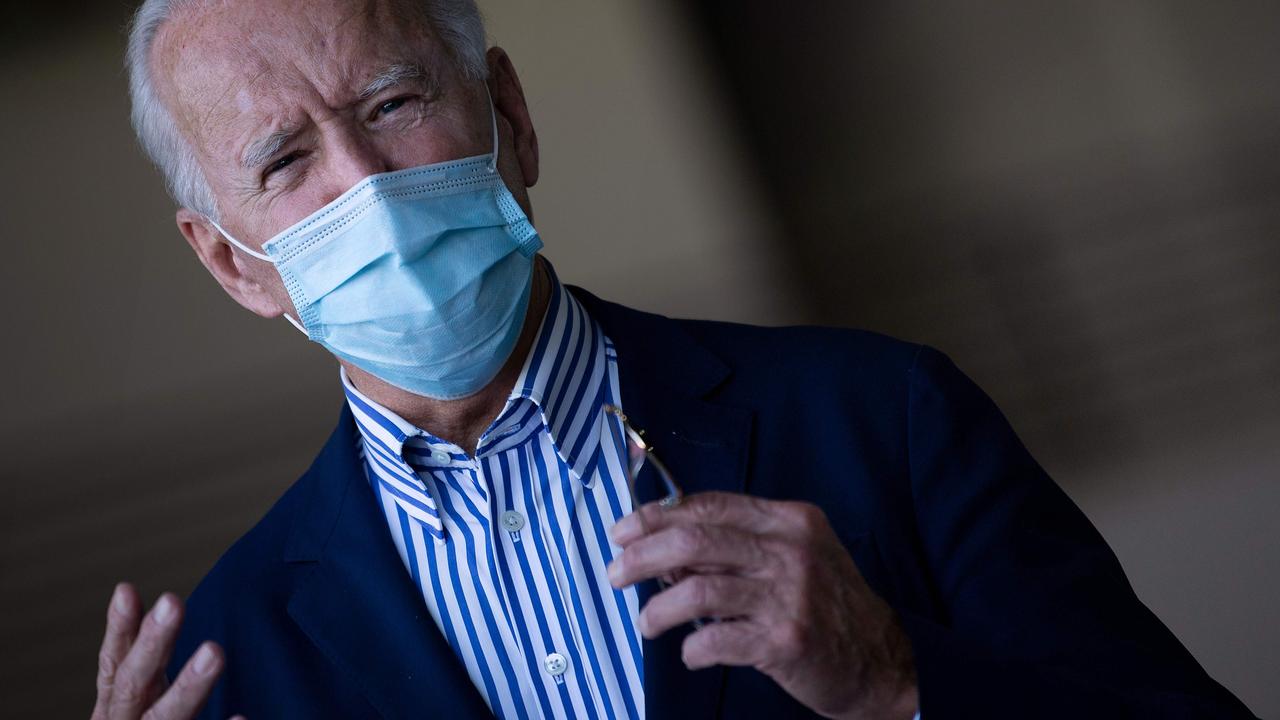 Joe Biden, wearing a shockingly bad shirt. Picture: Brendan Smialowski/AFP