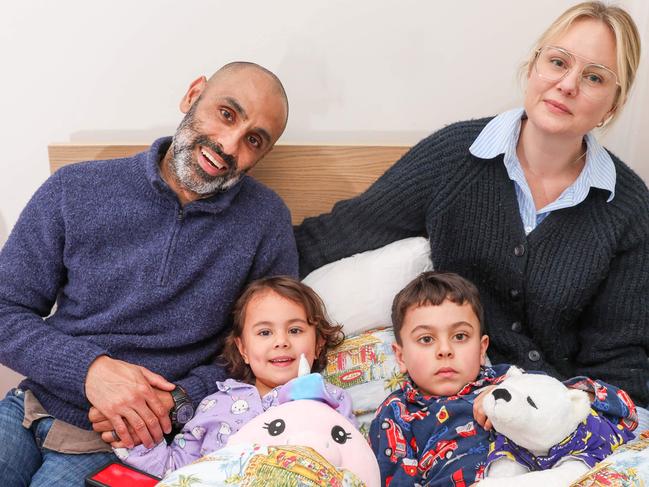 MELBOURNE, AUSTRALIA - SEPTEMBER 9 2024Parents Ranjit and Tahliaha with their children Ahilan and Mara.There has been a spike in the number of parents sending their children - not babies - for sleep lessons/schedules. Picture: Brendan Beckett