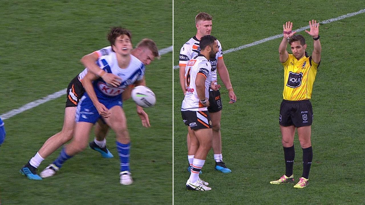 Luke Garner was sent to the sin bin for a late tackle on Lachlan Lewis.
