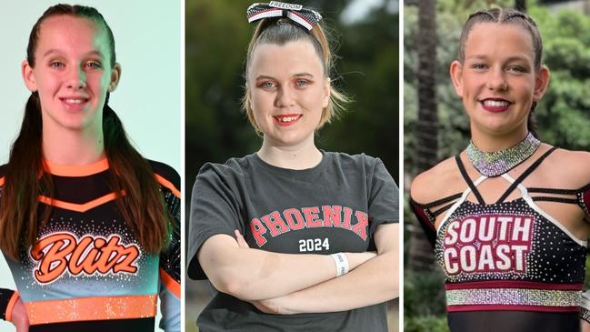 Three of South Australia's top cheerleaders. Pictures: Supplied / The Advertiser